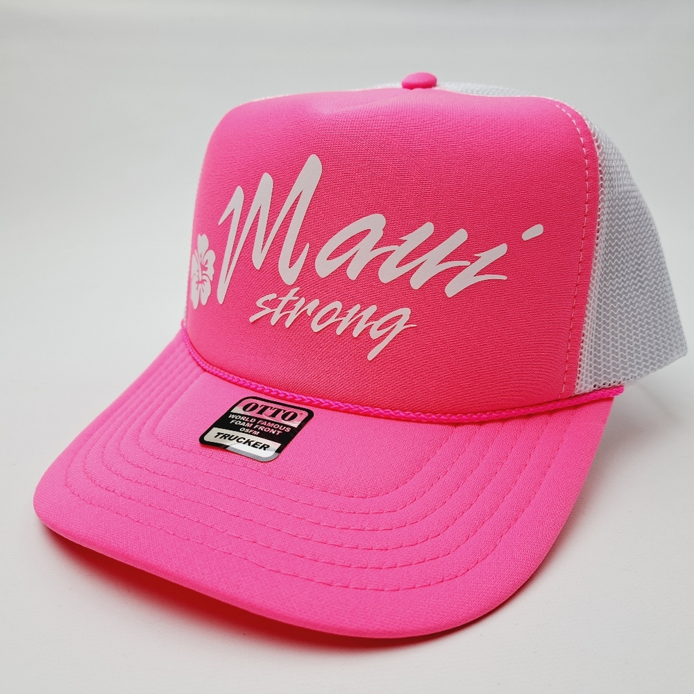 Maui Strong Women's Foam Trucker Hat Cap Mesh Snapback Pink - Picture 2 of 4
